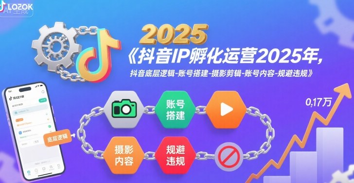 抖音IP孵化运营2025年，抖音底层逻辑-账号搭建-摄影剪辑-账号内容-规避违规-创领云聚