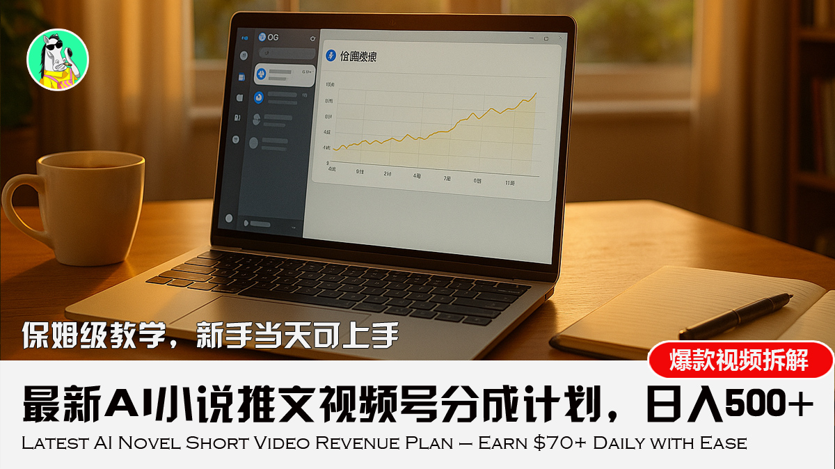 最新AI小说推文视频号分成计划，新手小白也能当天日入500+教程-创领云聚