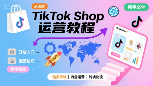 TikTok Shop从0到1运营教程，TikTok跨境电商新手必学课程-创领云聚