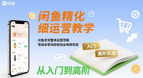 闲鱼精细化运营入门+高阶实战教学，闲鱼卖货整体运营思路，零成本零风险轻创业电商项目-创领云聚