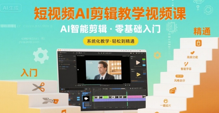 短视频AI剪辑教学视频课，入门到精通-创领云聚