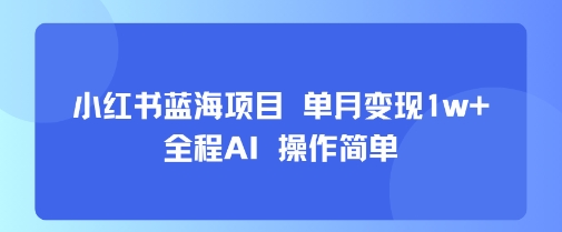 小红书蓝海项目 单月变现1w+ 全程AI 操作简单-创领云聚