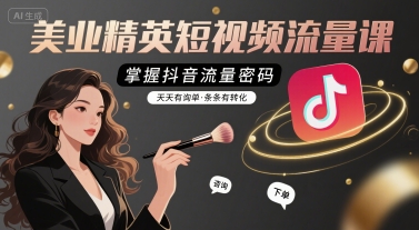 美业精英短视频流量课，掌握抖音流量密码，天天有询单，条条有转化-创领云聚