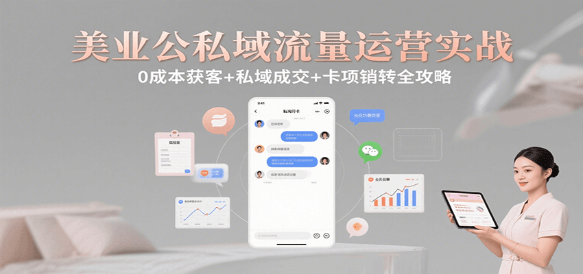 美业公私域流量运营实战：0成本获客+私域成交+卡项销转全攻略-创领云聚