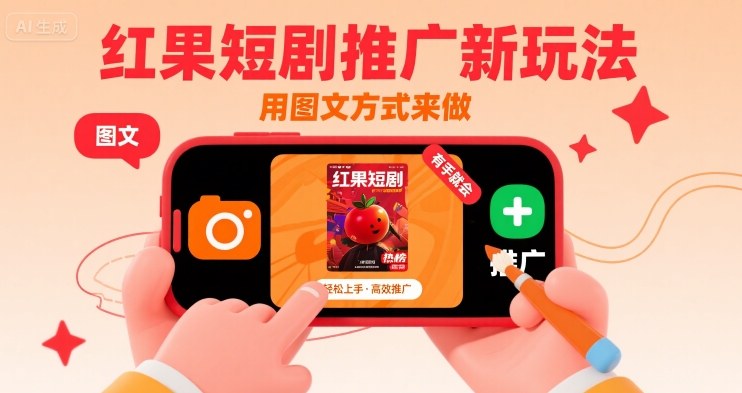 红果短剧推广新玩法，用图文方式来做，有手就会-创领云聚