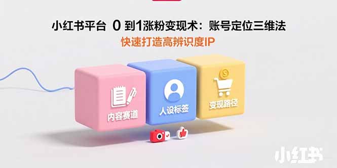 小红书平台0到1涨粉变现术：账号定位三维法，快速打造高辨识度IP-创领云聚