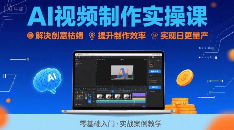 Ai视频制作实操课，解决创意枯竭、效率低下痛点，实现日更量产可持续变现-创领云聚