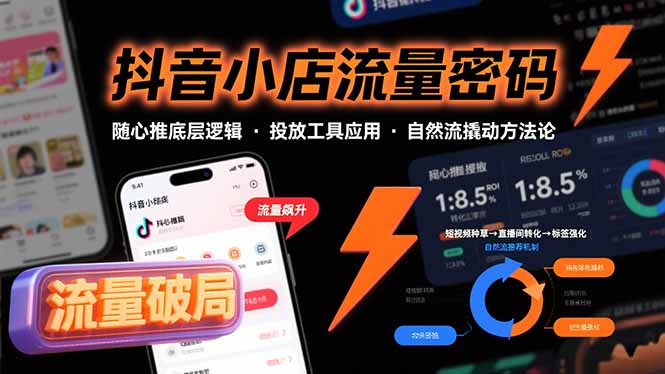 抖音小店流量密码，随心推底层逻辑，投放工具应用，自然流撬动核心方法论-创领云聚