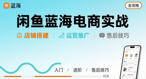 闲鱼蓝海电商实战，店铺搭建运营售后全流程-创领云聚
