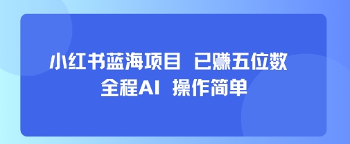 小红书蓝海项目，全程AI，操作简单，已挣五位数-创领云聚