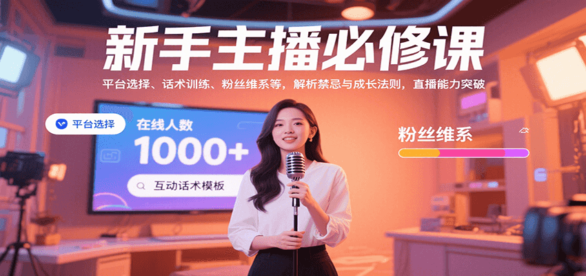 新手主播必修课：平台选择、话术训练、粉丝维系等，解析禁忌与成长法则，突破直播能力-创领云聚