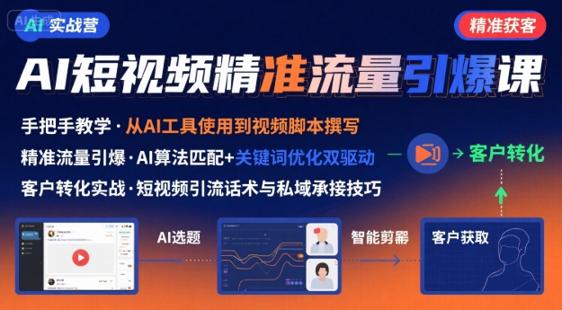 AI+短视频引爆精准客户实战营，手把手教你引爆Ai短视频精准流量-创领云聚