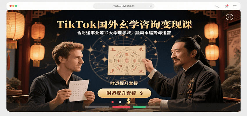 TikTok国外玄学咨询变现课，含财运事业等12大命理领域，融风水运势与运营-创领云聚