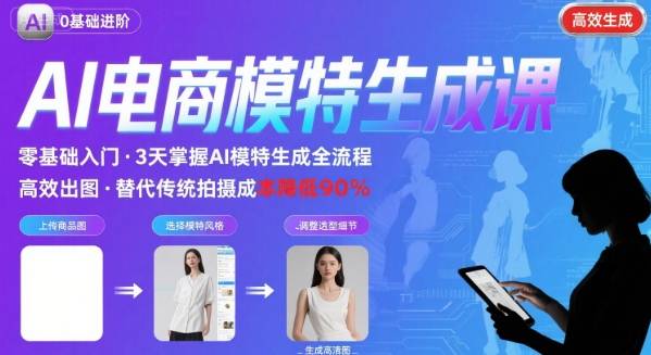 AI模特进阶课程，0基础高效生成逼真电商模特图-创领云聚
