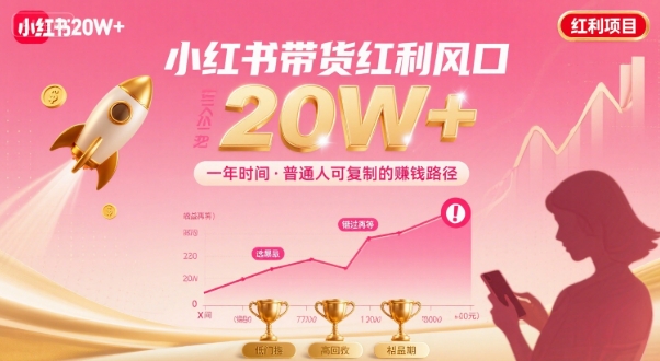 一年时间靠小红书带货项目年入20w+，最不能错的大红利项目-创领云聚