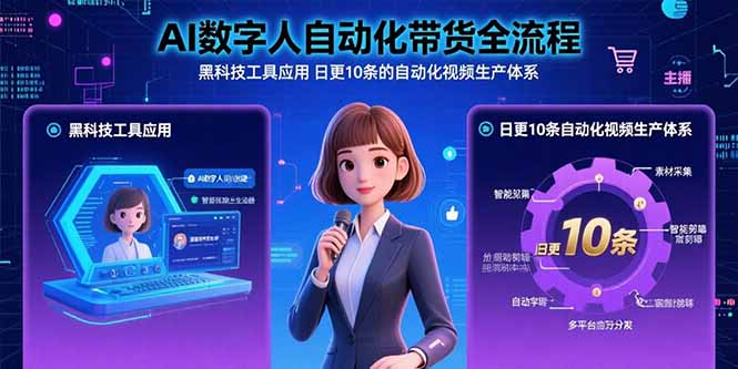 AI数字人自动化带货全流程：黑科技工具应用 日更10条的自动化视频生产体系-创领云聚