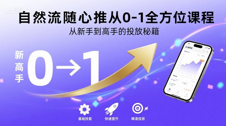 自然流随心推从0-1全方位课程，从新手到高手的投放秘籍-创领云聚