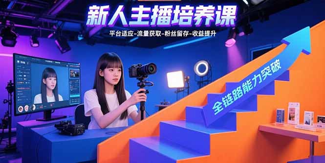 新人主播培养课：平台适应-流量获取-粉丝留存-收益提升 全链路能力突破-创领云聚