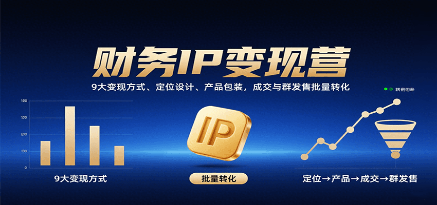 财务IP变现营：9大变现方式、定位设计、产品包装，成交与群发售批量转化-创领云聚