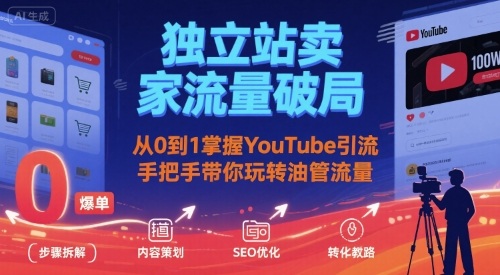 独立站卖家流量破局：从0到1掌握YouTube引流，手把手带你玩转油管流量-创领云聚
