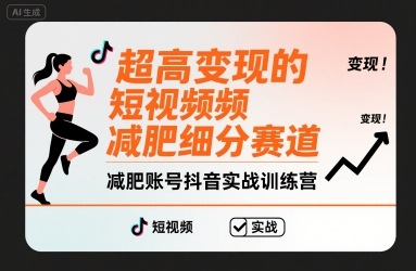 超高变现的短视频减肥细分赛道，减肥账号抖音实战训练营-创领云聚