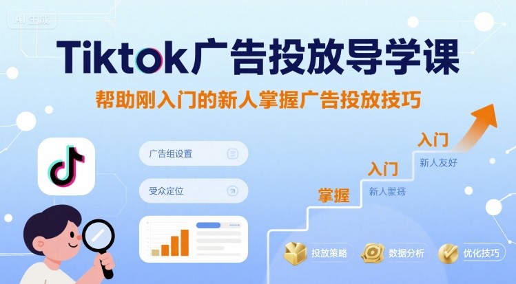 Tiktok广告投放导学课，帮助刚入门的新人掌握广告投放技巧-创领云聚