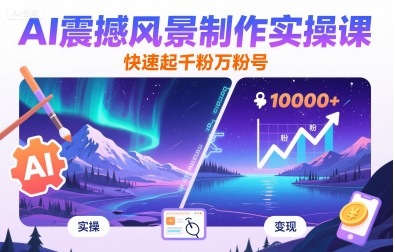 AI震撼风景制作实操课，快速起千粉万粉号-创领云聚