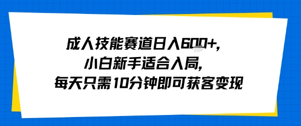 成人技能赛道日入多张，小白新手适合入局，每天只需10分钟即可获客变现-创领云聚