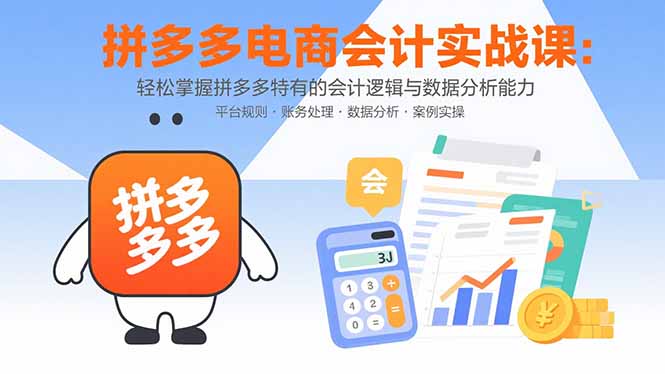 拼多多电商会计实战课：轻松掌握拼多多特有的会计逻辑与数据分析能力-创领云聚