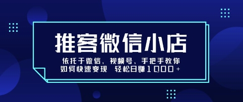 推客微信小店依托于微信、视频号，手把手教你如何快速变现 轻松日入1k+【揭秘】-创领云聚