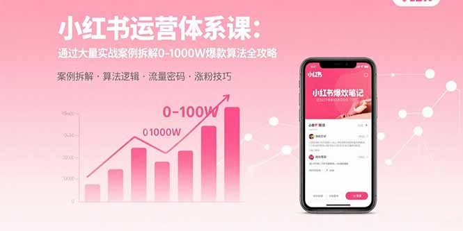 小红书运营体系课：通过大量实战案例拆解0-1000W爆款算法全攻略-创领云聚