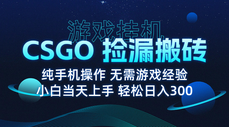 8月最新游戏搬砖，CSGO纯挂机，不需要玩游戏，实现真挂机，月入1W+-创领云聚