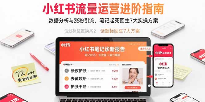 小红书流量运营进阶指南，数据分析与涨粉引流，笔记起死回生7大实操方案-创领云聚