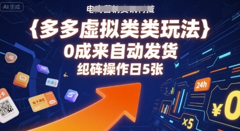 多多虚拟类目玩法，0成本全自动发货，矩阵操作日5张-创领云聚