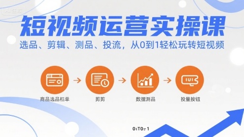 短视频运营实操课，选品、剪辑、测品、投流，从0到1轻松玩转短视频-创领云聚