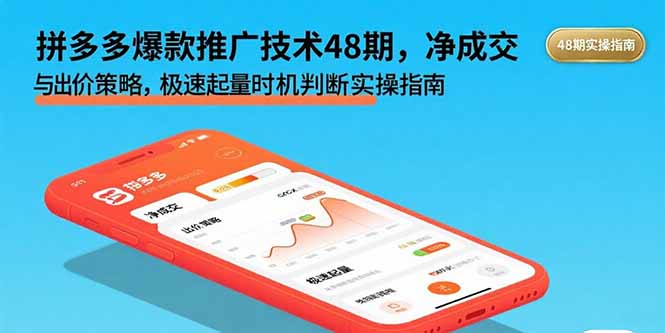 拼多多爆款推广技术48期，净成交与出价策略，极速起量时机判断实操指南-创领云聚