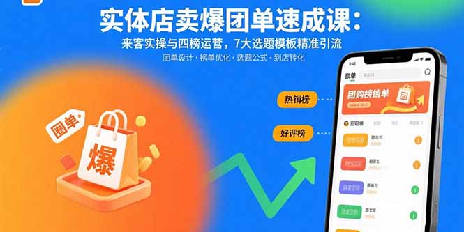 实体店卖爆团单速成课：来客实操与四榜运营，7大选题模板精准引流-创领云聚