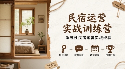民宿运营实战训练营，系统性民宿运营实战经验-创领云聚