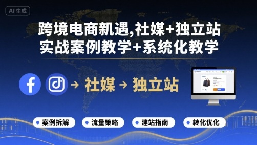 跨境电商新机遇，社媒+独立站，实战案例教学+系统化教学-创领云聚