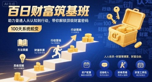 百日财富筑基班，助力普通人从认知到行动，带你解锁顶级财富密码-创领云聚