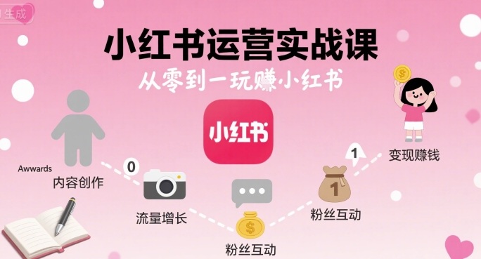 小红书运营实战课，从零到一玩賺小红书-创领云聚