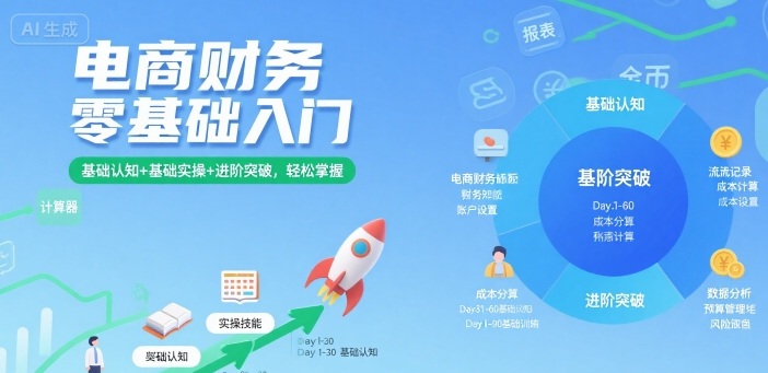 电商财务零基础入门，基础认知+基础实操+进阶突破，轻松掌握-创领云聚