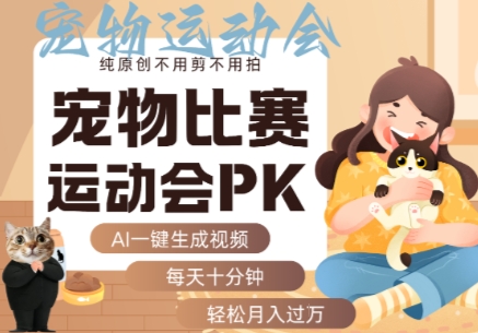 AI一键生成宠物比赛运动会PK视频，纯原创不用剪不用拍，每天十分钟，轻松月入过1W+-创领云聚