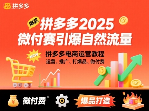 拼多多2025微付赛引爆自然流量，拼多多电商运营教程，运营、推广、打爆品、微付费-创领云聚
