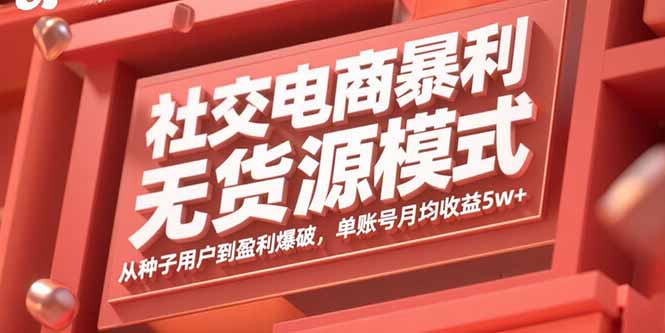 社交电商暴利无货源模式：从种子用户到盈利爆破，单账号月均收益5w+-创领云聚