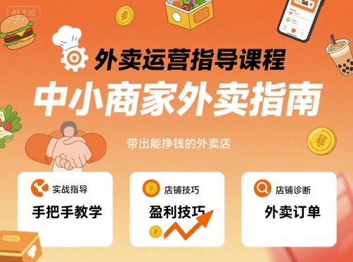 外卖运营指导课程，中小商家外卖指南，手把手带出能挣钱的外卖店-创领云聚