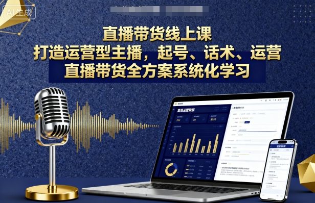 直播带货线上课，打造运营型主播，起号、话术、运营，直播带货全方案系统化学习-创领云聚