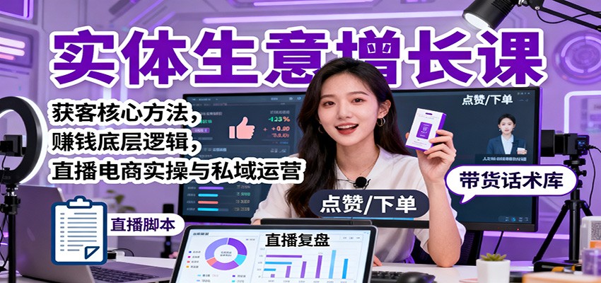 实体生意增长课:获客核心方法,赚钱底层逻辑,直播电商实操与私域运营-创领云聚
