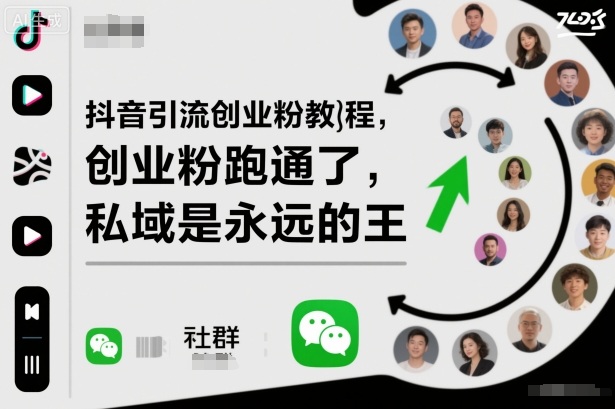 抖音引流创业粉教程，创业粉终于跑通了，私域是永远的王-创领云聚