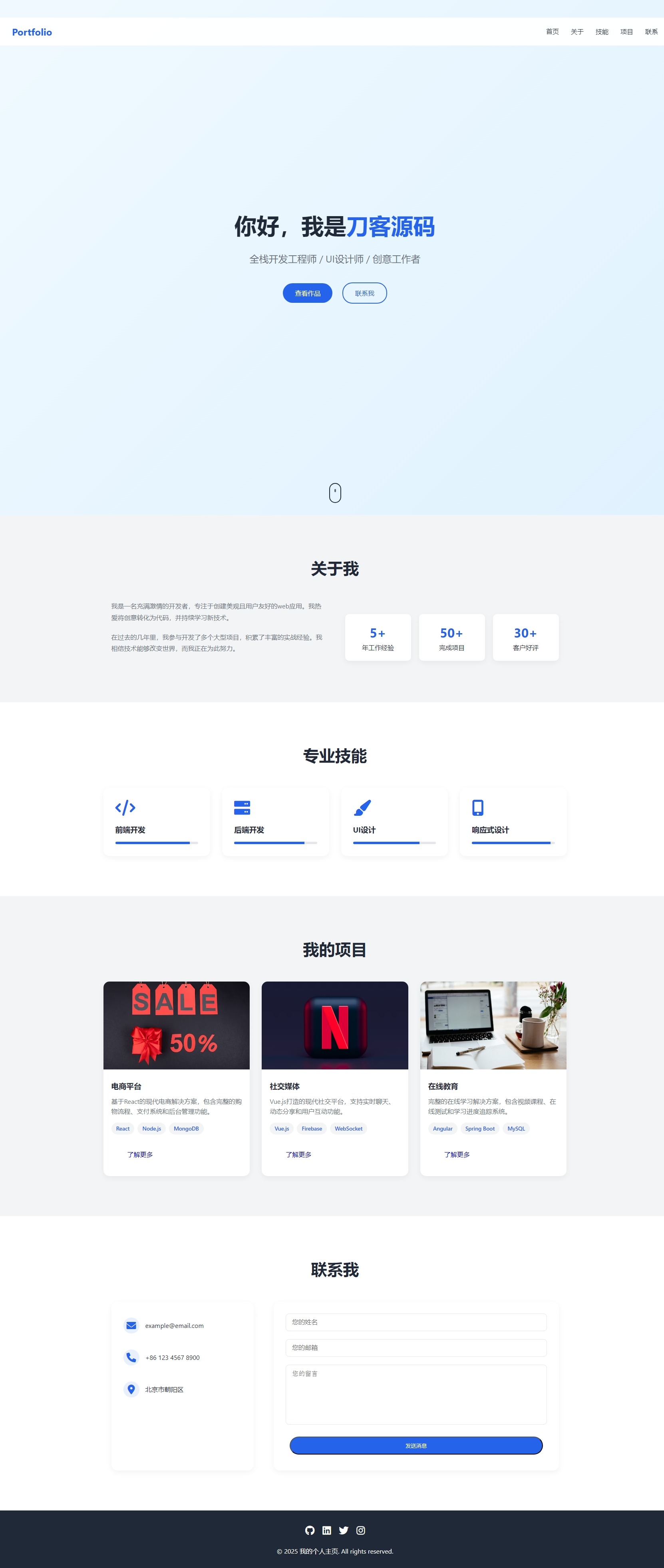 全新UI设计的精品个人团队主页HTML源码-创领云聚